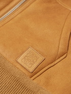 LOEWE - Logo-Appliquéd Shearling Hooded Jacket - Brown