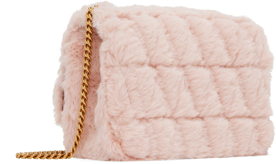 Versace Faux Fur Quilted Virtus Shoulder Bag English Rose