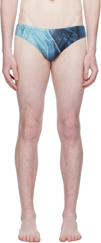 Photo: Jean Paul Gaultier Blue Printed Water Swim Briefs