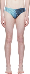 Jean Paul Gaultier Blue Printed Water Swim Briefs
