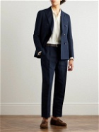 Lardini - Straight-Leg Pleated Linen Suit Trousers - Blue