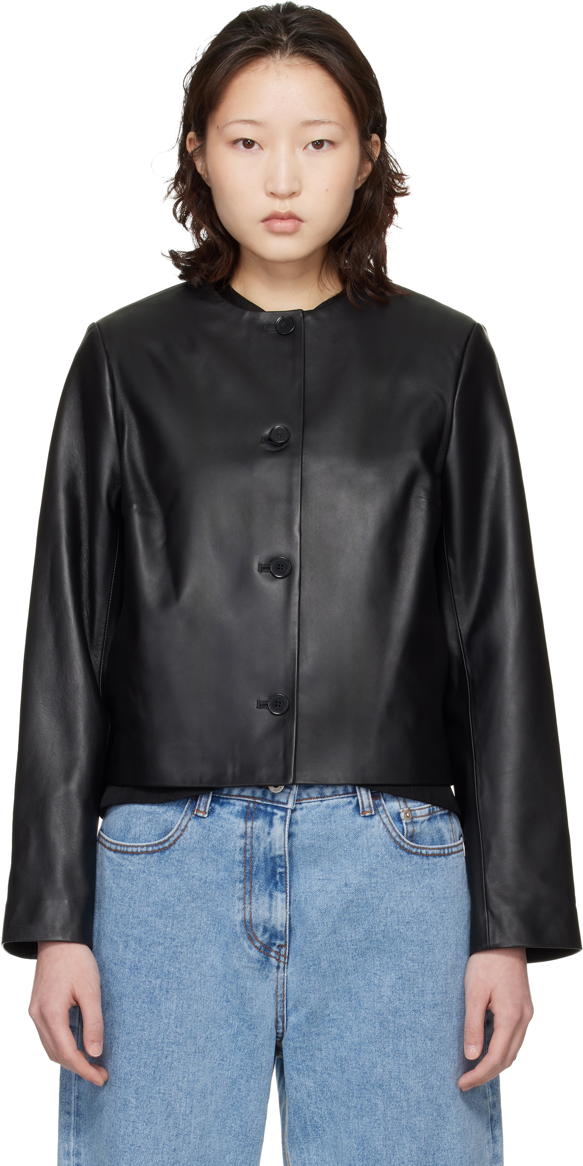 Loulou de Saison Black Raho Plongé Leather Jacket