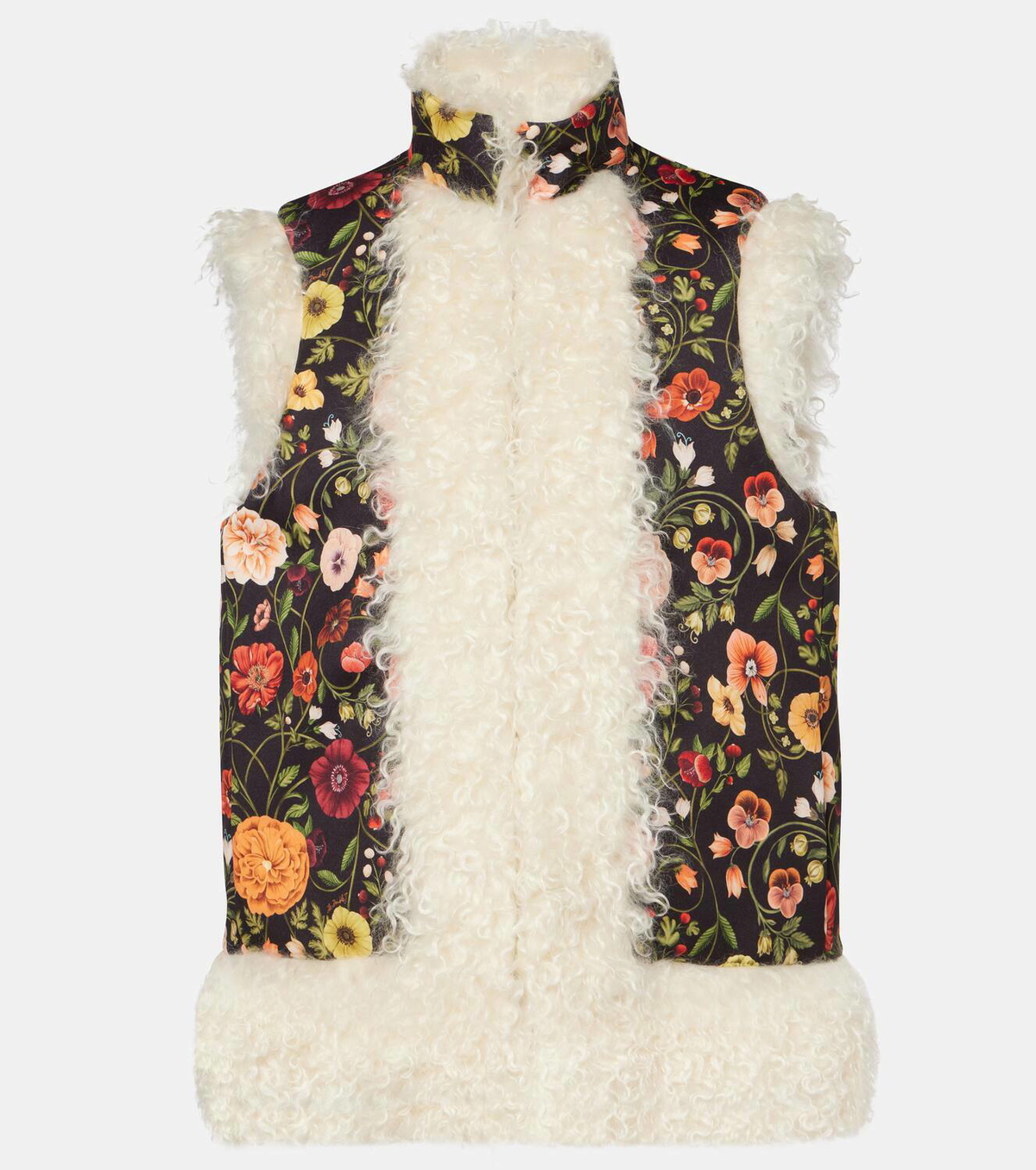 La DoubleJ Folk floral faux fur-trimmed vest