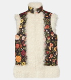 La DoubleJ Folk floral faux fur-trimmed vest
