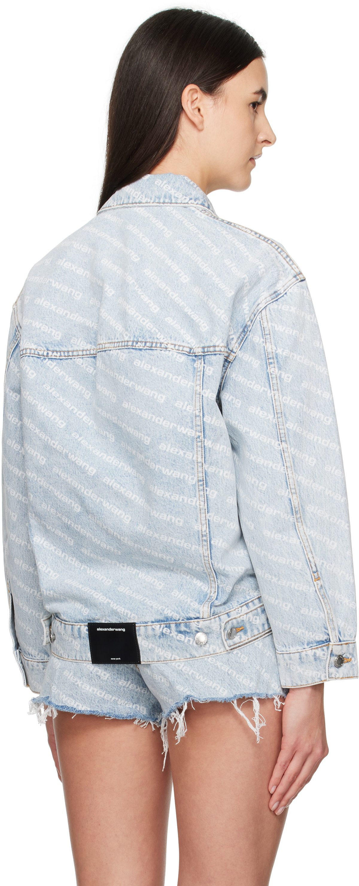 Alexander Wang Blue Falling Back Logo Denim Jacket