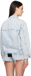 Alexander Wang Blue Falling Back Logo Denim Jacket
