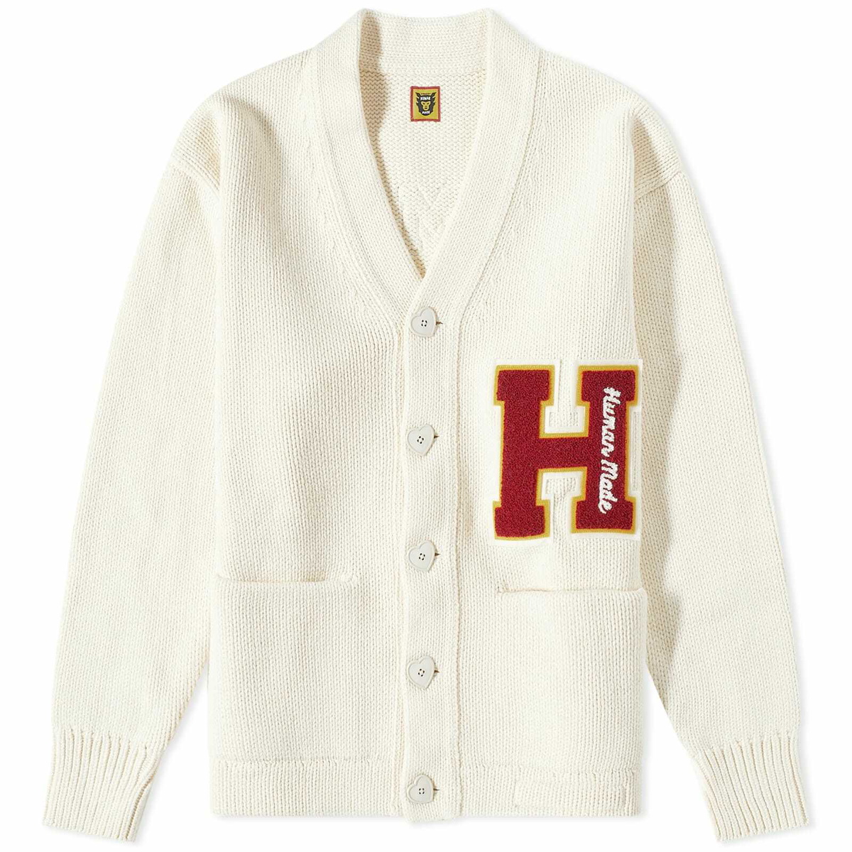 Human Made Men's Low Gauge Knit Cardigan in White Human Made