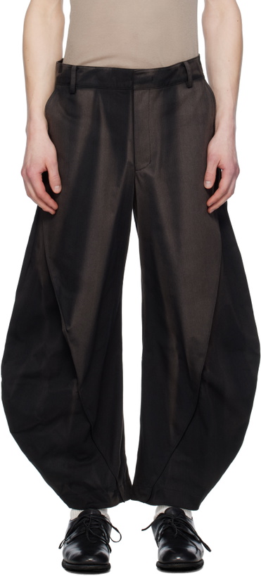 Photo: JiyongKim Black Sun-Bleached Curved Drawcord Trousers