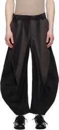 JiyongKim Black Sun-Bleached Curved Drawcord Trousers