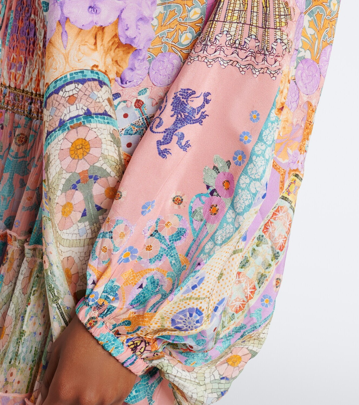 Camilla Embellished lace-up silk blouse