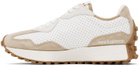 New Balance White & Tan 327 Sneakers