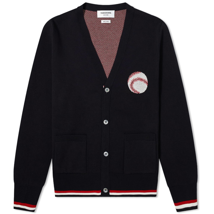 Photo: Thom Browne Baseball Icon Jacquard Four Bar Stripe Cardigan