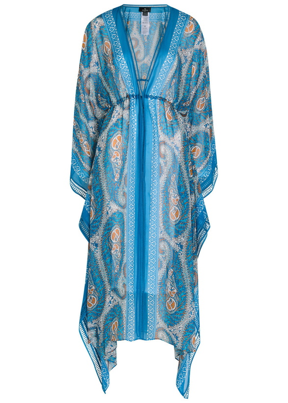 Photo: Etro Paisley-print Chiffon Maxi Kimono Dress - Blue - One Size