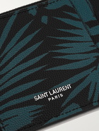 SAINT LAURENT - Printed Pebble-Grain Leather Zipped Cardholder - Blue