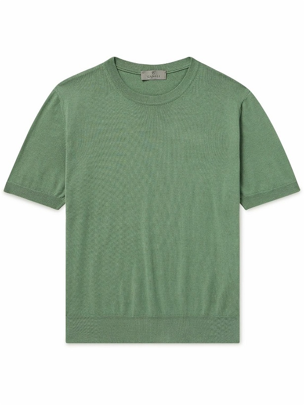 Photo: Canali - Cotton and Silk-Blend T-Shirt - Green