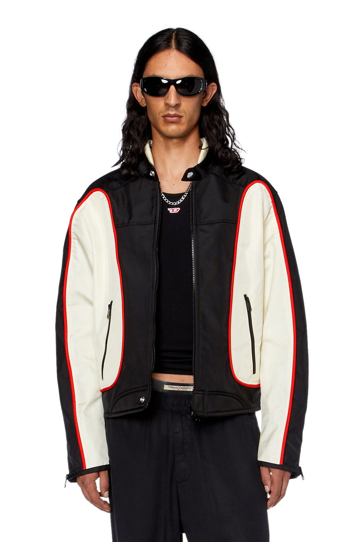 Diesel Biker jacket in colour-block nylon - Jackets Mens in