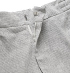 Lardini - Slim-Fit Pleated Striped Cotton-Blend Drawstring Trousers - White