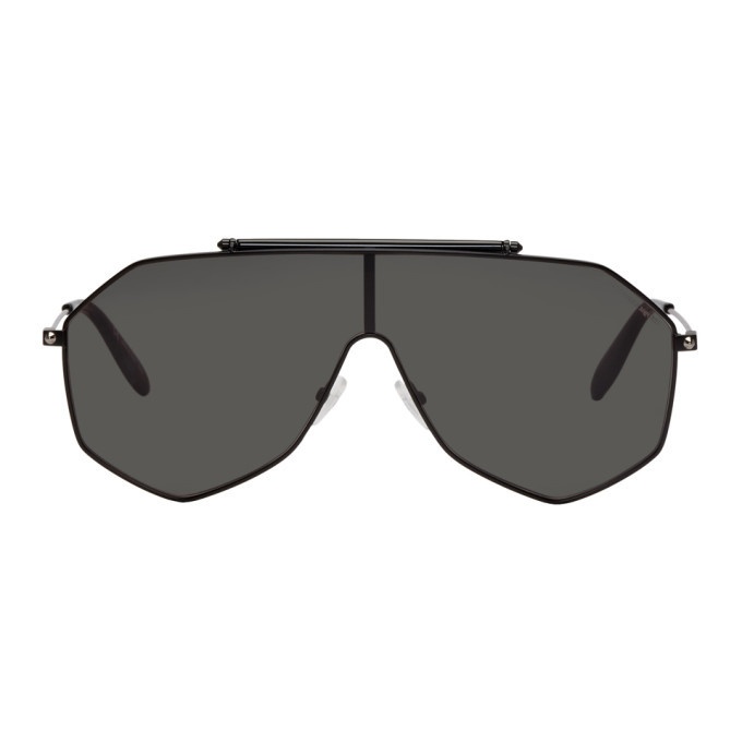 Photo: Alexander McQueen Black Piercing Mask Aviator Sunglasses
