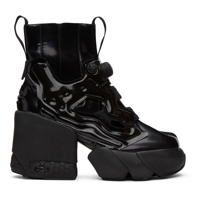 Maison Margiela Black Reebok Edition Tabi Instapump Fury Hi Boots