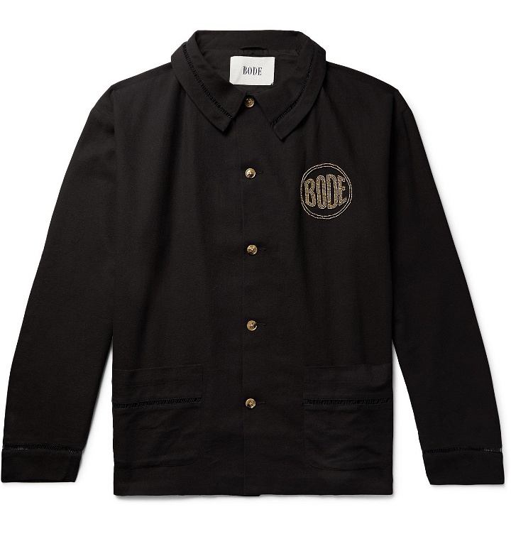Photo: BODE - Beaded Cotton Shirt Jacket - Black