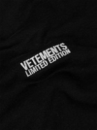 VETEMENTS - Logo-Embroidered Cotton-Blend Jersey Sweatshirt - Black