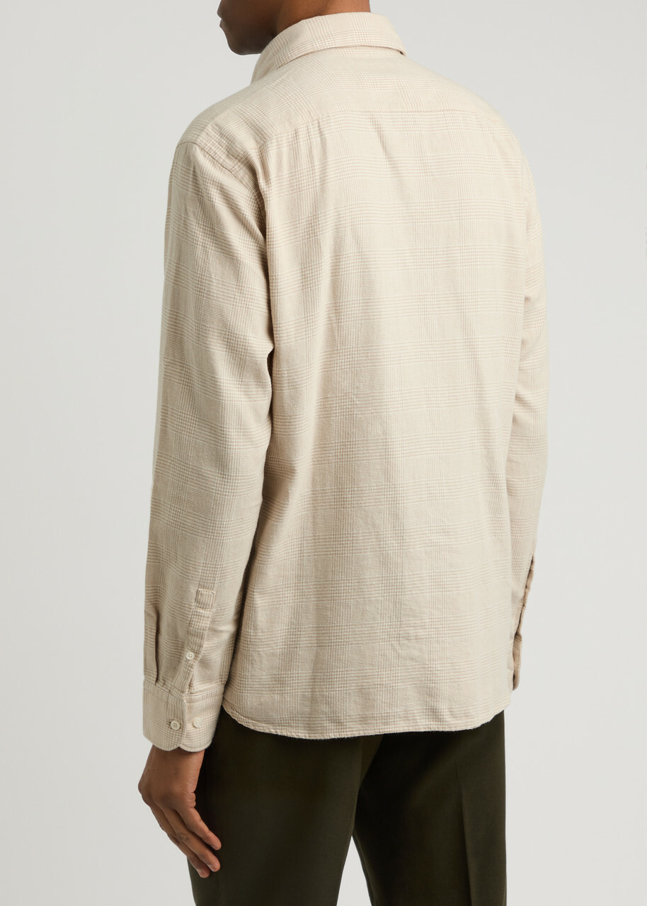 Boss Houndstooth Cotton Shirt Beige