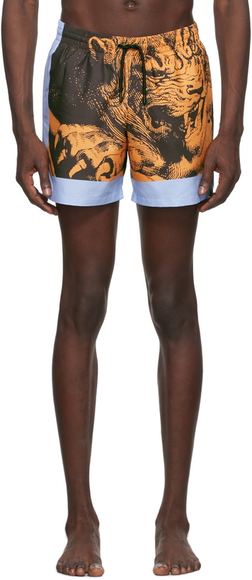 Photo: Dries Van Noten Orange Nylon Printed Swim Shorts