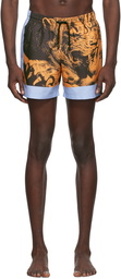 Dries Van Noten Orange Nylon Printed Swim Shorts