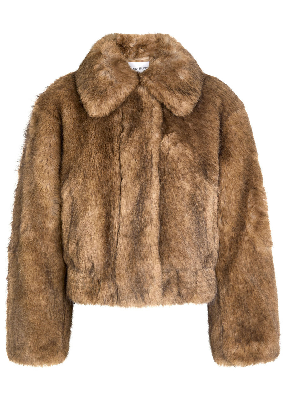 Stand Studio Lena Quilted Faux fur Jacket Brown