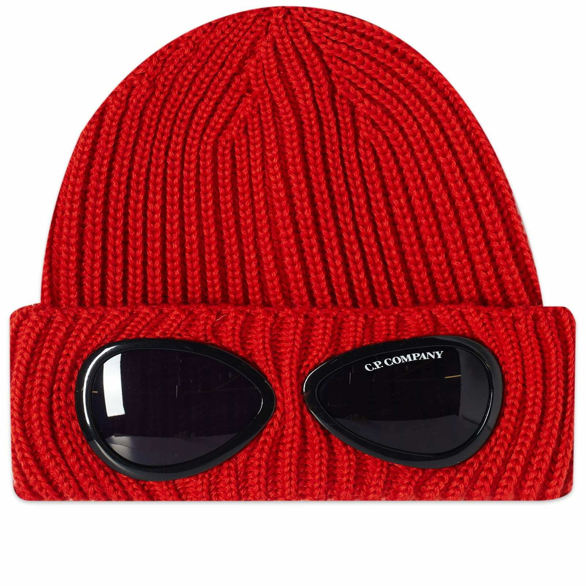 C.P. Company Men's Goggle Beanie in Pompeian Red C.P. Company