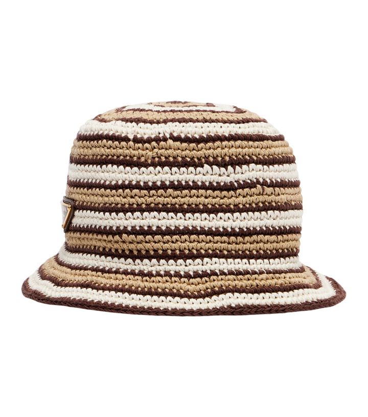 Photo: Prada Logo cotton crochet bucket hat