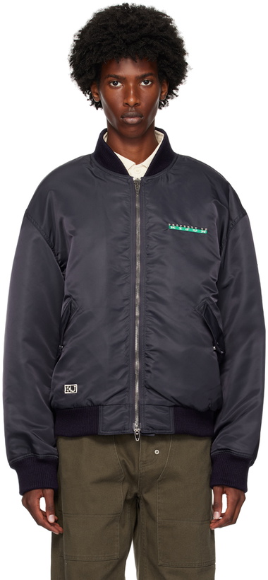 Photo: Kijun Navy Embroidered Logo MA-1 Bomber Jacket
