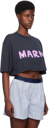 Marni Navy Cropped T-Shirt