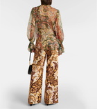 Etro Printed ruffled silk blouse