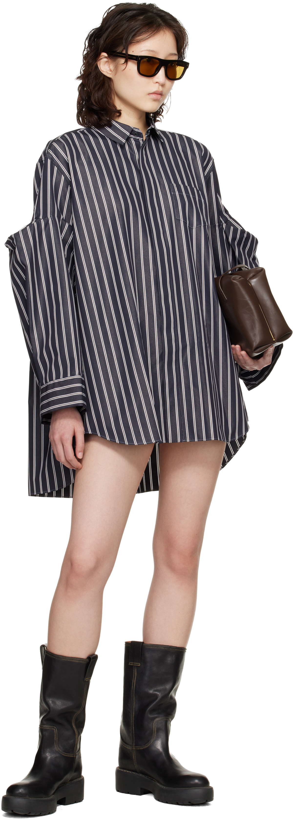 sacai Navy Poplin Shirt Minidress