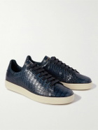 TOM FORD - Warwick Croc-Effect Leather Sneakers - Blue