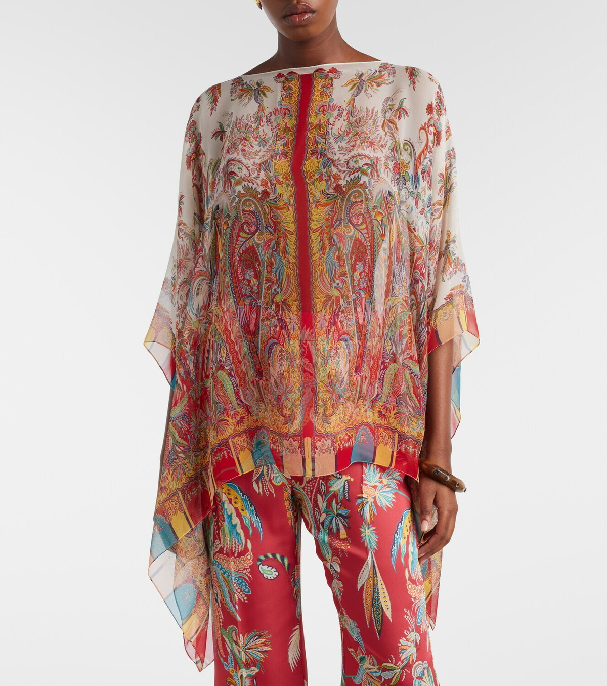 Etro Printed silk cape