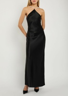 Staud Cadence Faux Pearl-embellished Satin Maxi Dress Black