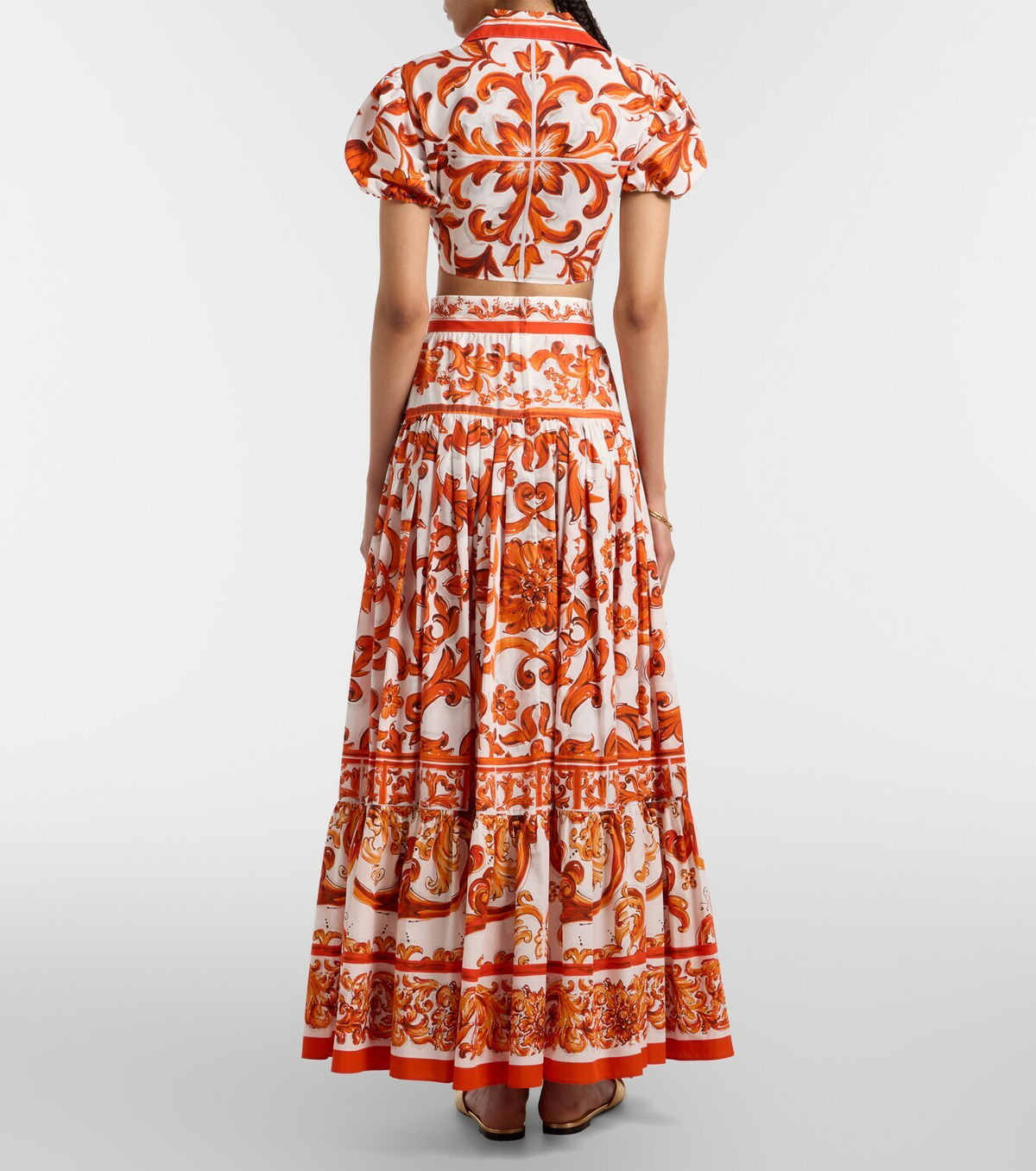 Dolce&Gabbana Majolica cotton poplin midi skirt