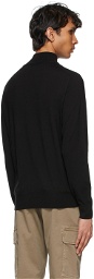 Isaia Black Wool Quarter-Zip Sweater