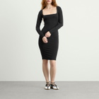 SKIMS Women's Smooth Layers Long Sleeve Midi Dress in Obsidian