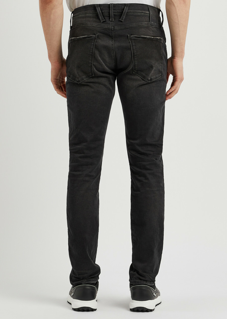 Replay Anbass Hyperflex Clouds Slim-leg Jeans Dark Grey
