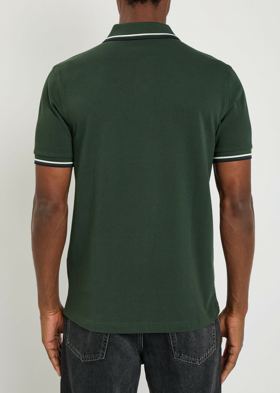 Fred Perry Twin Tipped Logo Piqué Cotton Polo Shirt Dark Green