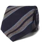 Bigi - 9cm Striped Silk and Cashmere-Blend Tie - Blue