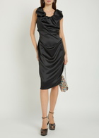 Vivienne Westwood Ginnie Amber Draped Satin Midi Dress Black