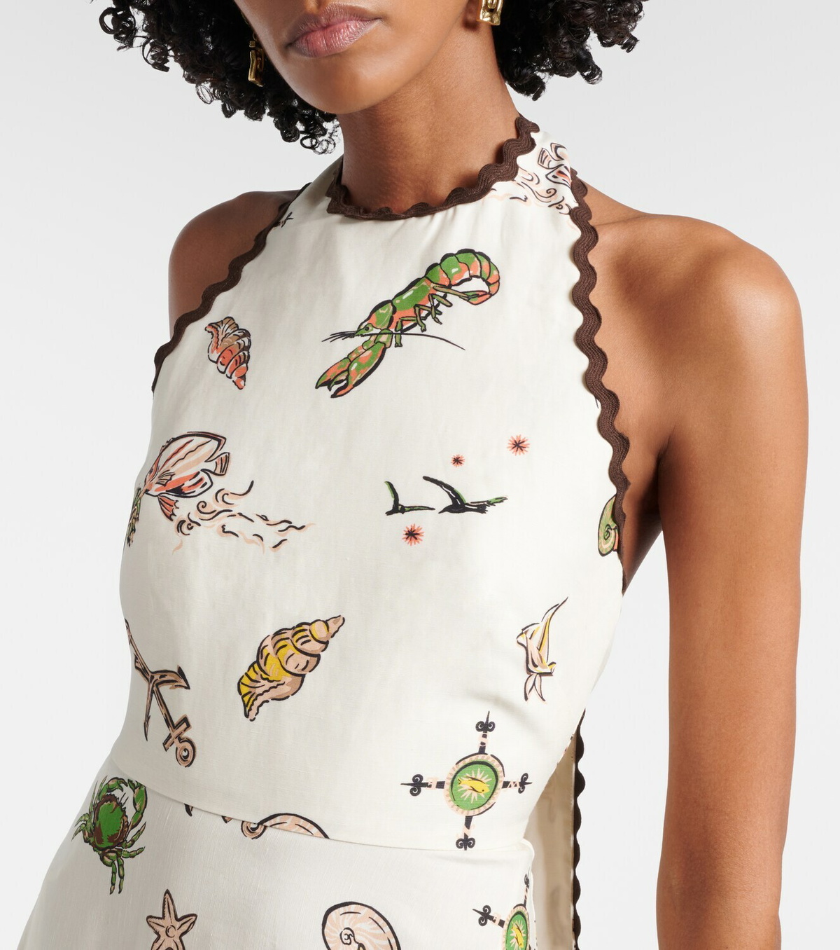 Alémais Printed halterneck midi dress