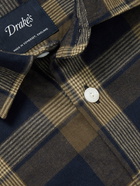 Drake's - Checked Cotton-Blend Twill Shirt - Blue