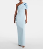 Safiyaa One-shoulder belted crêpe gown