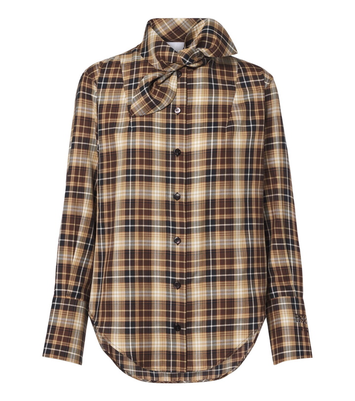 Photo: Patou Bow-detail checked cotton shirt