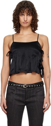 R13 Black Square Neck Tie Camisole